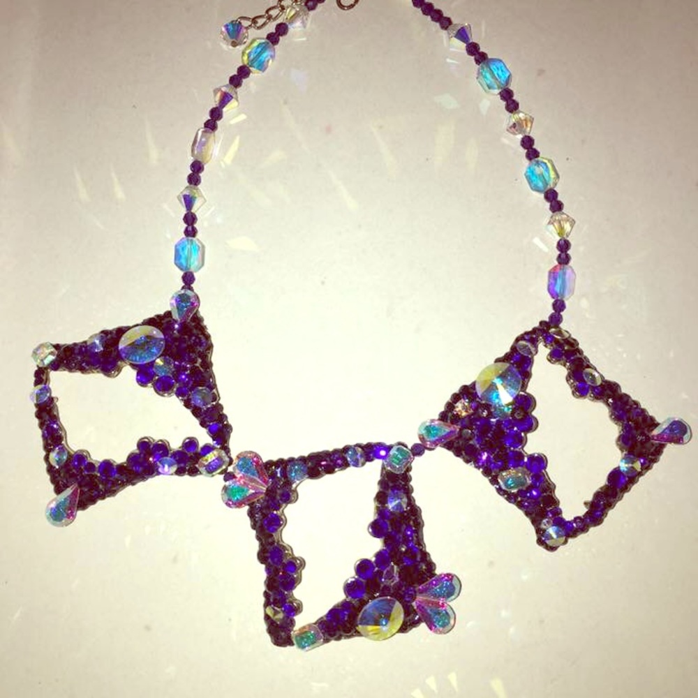 Purple and rhinestone necklace